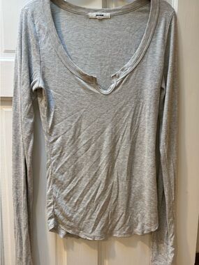 Joah Brown Light Heather Gray Ribbed Notch V-Neck Tank